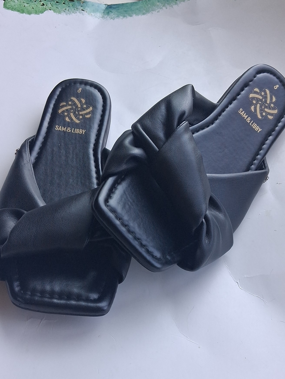 Sam & Libby Black Knotted Slide Mules